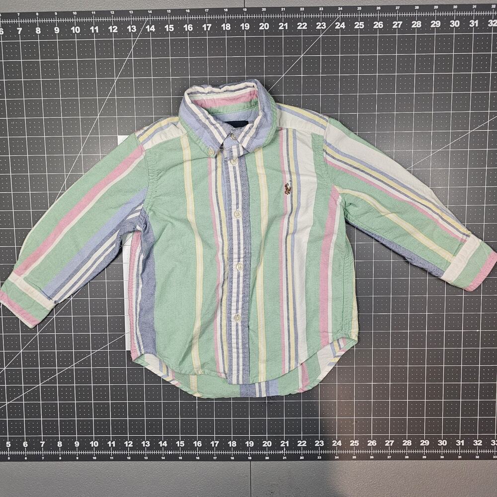 Polo Ralph Lauren Shirt Boys 2T Green Striped Oxford OCBD Blake Preppy Academia